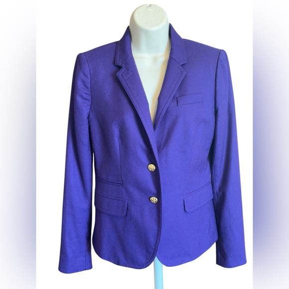 J. Crew Jackets & Blazers - J Crew SchoolBoy Blazer Size 6 Purple 100% Wool Gold Buttons Preppy Old Money